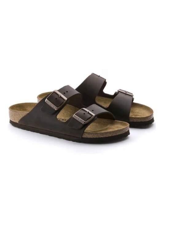 Birkenstock Unisex Arizona Oiled Leather Hard Footbed Sandals - Habana